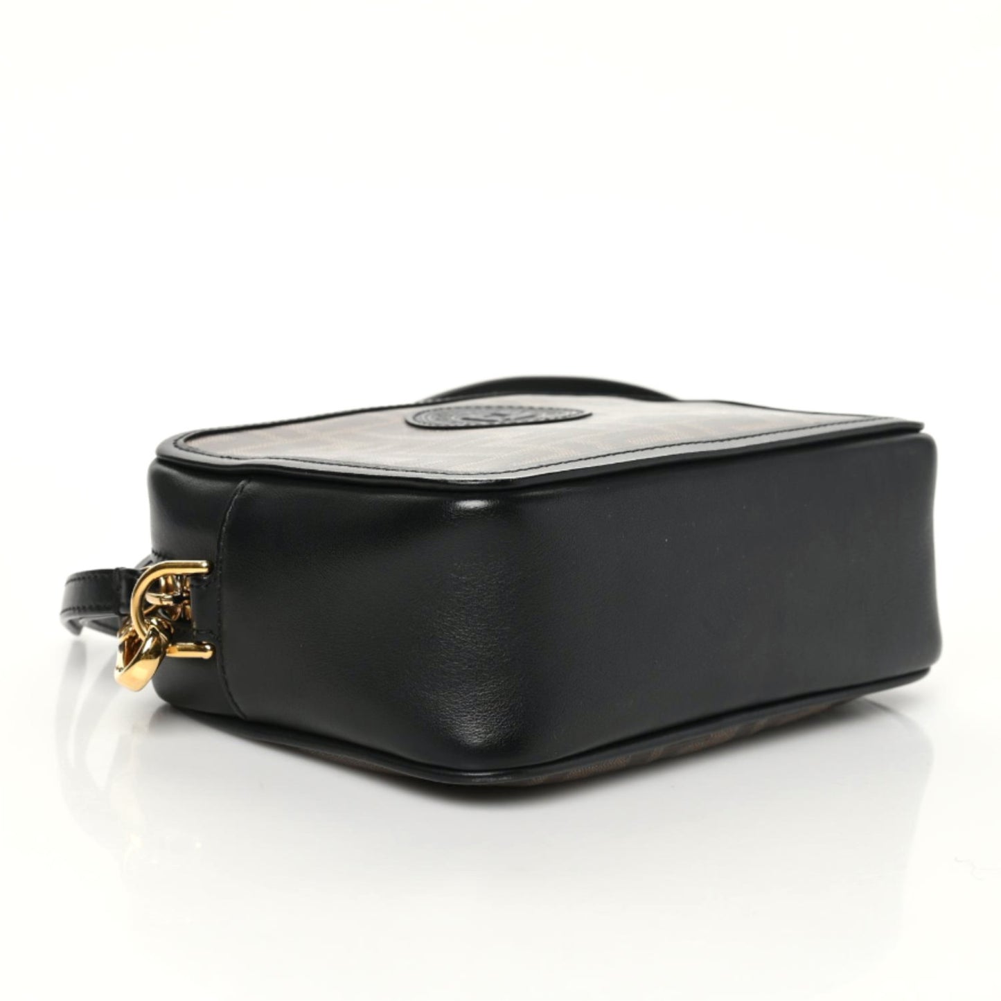 Glazed Fabric Vitello Century FF 1974 Stamp Patch Mini Camera Case Mogano Panna Black