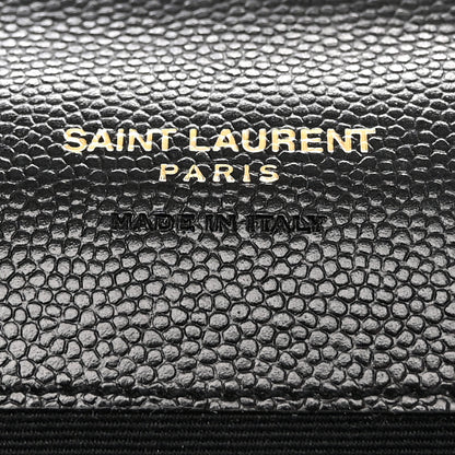 Saint Laurent Grain De Poudre Matelasse Chevron Monogram Envelope Clutch Black 8 of 12