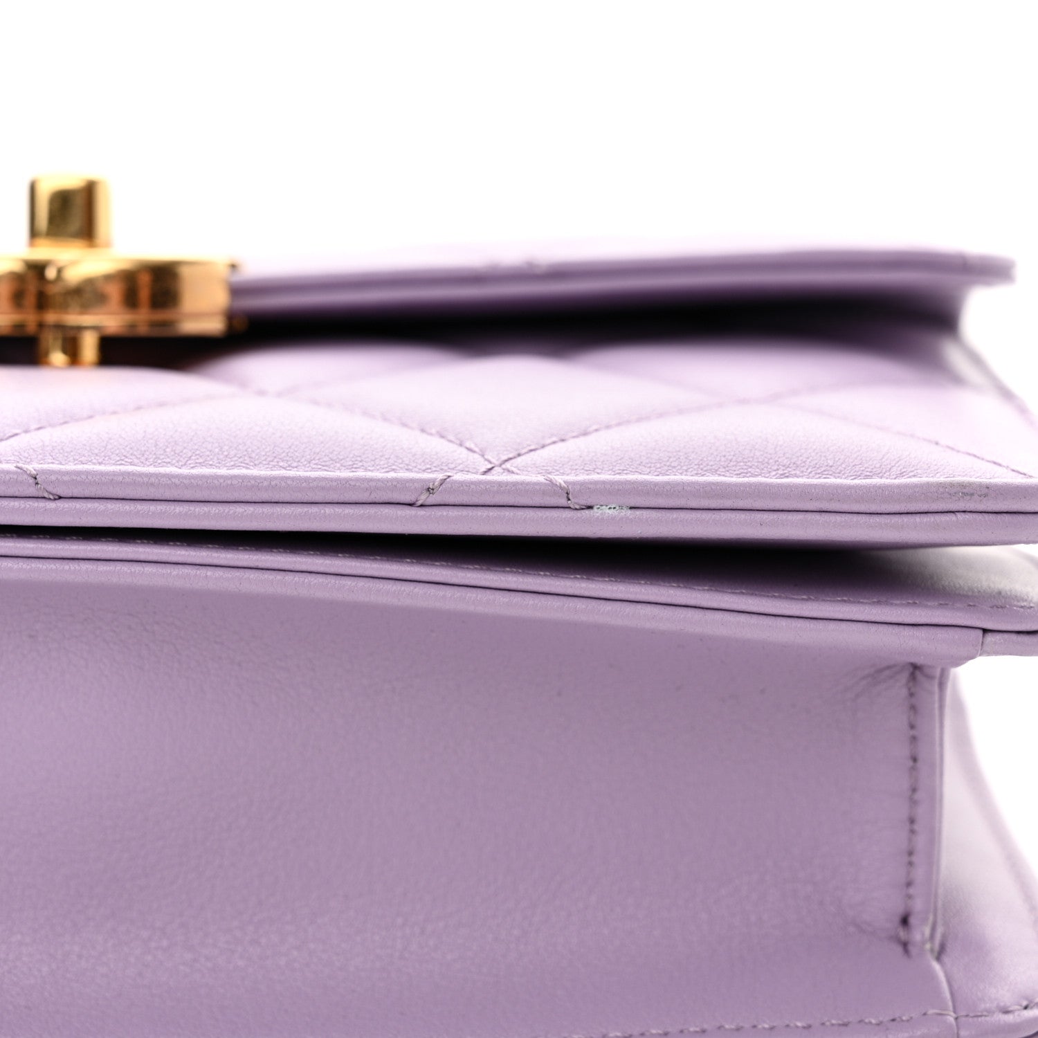 Chanel Shiny Calfskin Quilted Mini Metal Top Handle Flap Purple 13 of 13