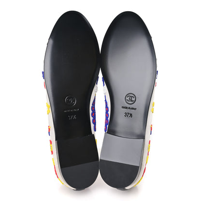 Chanel Mesh Pearl Grosgrain Cap Toe CC Coco Beach Ballerina Flats 37.5 Multicolor Black 6 of 10