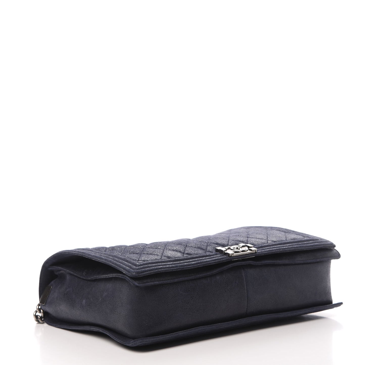 Goatskin Quilted Large Gentle Boy Flap Navy