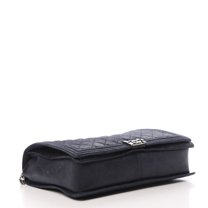 Chanel Goatskin Quilted Large Gentle Boy Flap Navy 4 of 12