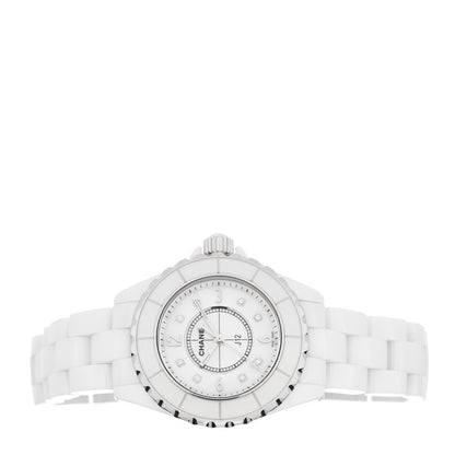 Chanel Stainless Steel Ceramic Diamond Mother of Pearl 33mm J12 Quartz Watch White 2 of 4
