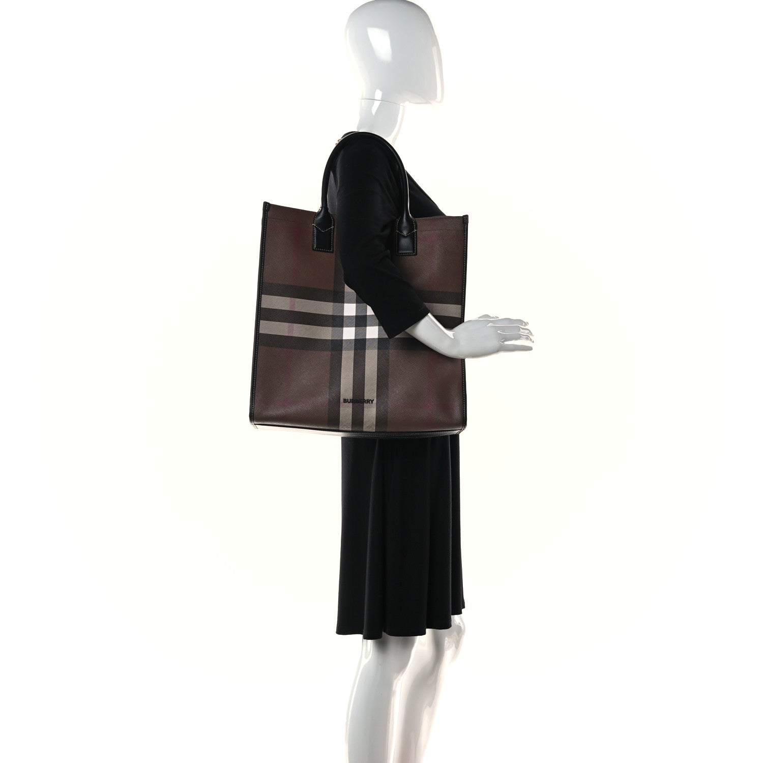 Burberry E-Canvas Denny Check Tote Brown 2 of 10