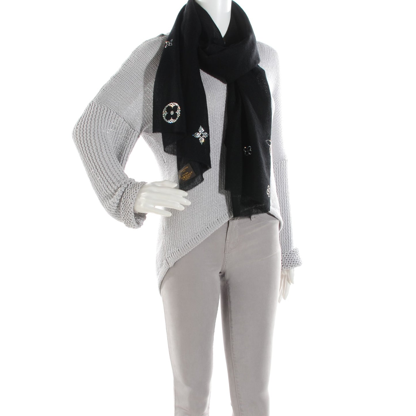 Cashmere Swarovski Crystal Monte Carlo Stole Black