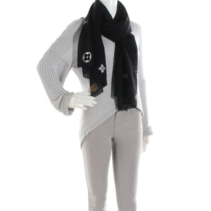 Louis Vuitton Cashmere Swarovski Crystal Monte Carlo Stole Black 2 of 5