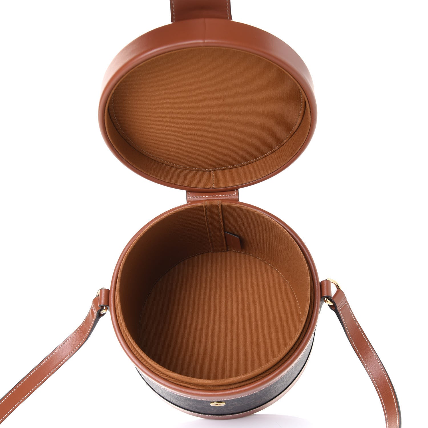 Celine Calfskin Triomphe Canvas Medium Tambour Bag Tan 4 of 4
