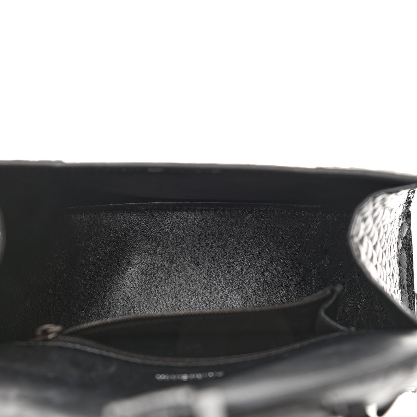 Shiny Calfskin Monochrome Crocodile Embossed Small Hourglass Top Handle Bag Black