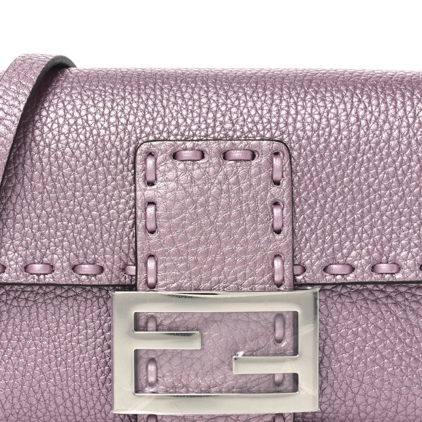 Metallic Cuoio Roma Sellerissima Nappa Sintetica Tape Stitch Mini Baguette Rosa Placca Argento