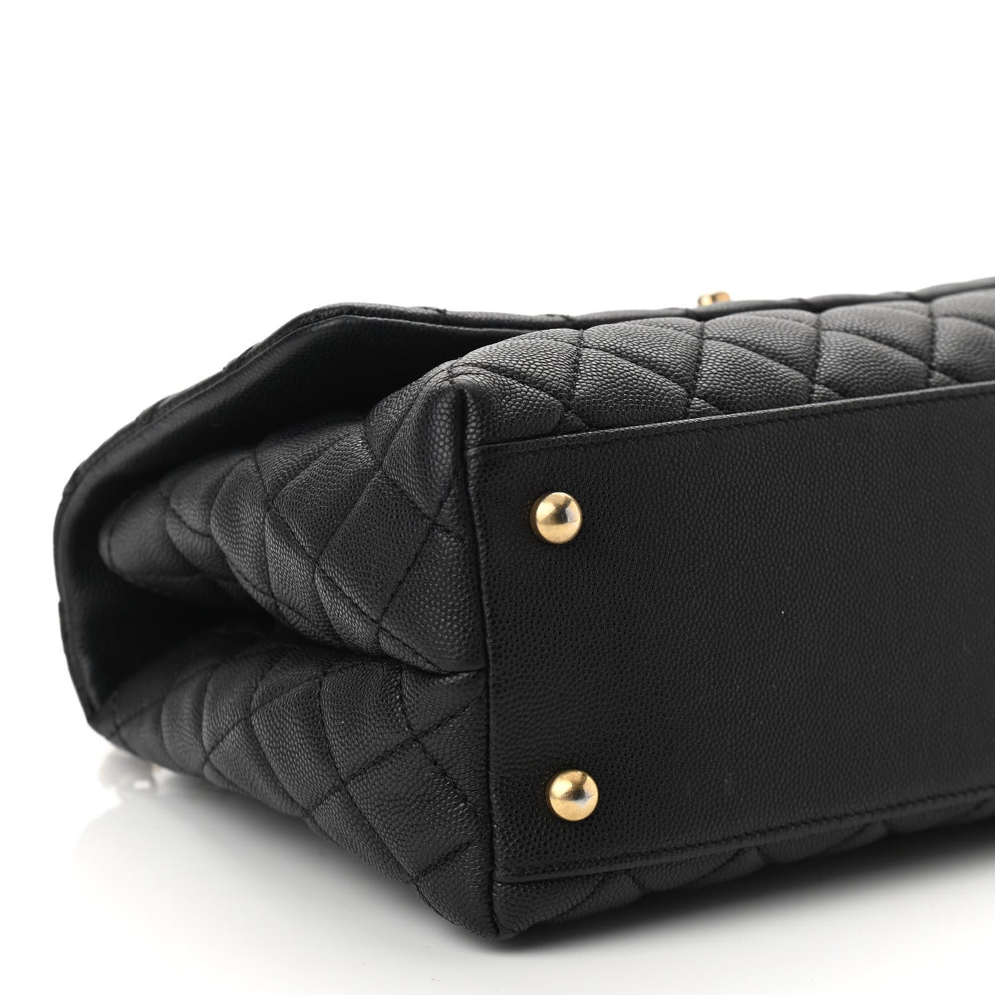 Caviar Lizard Embossed Quilted Small Coco Handle Flap Black