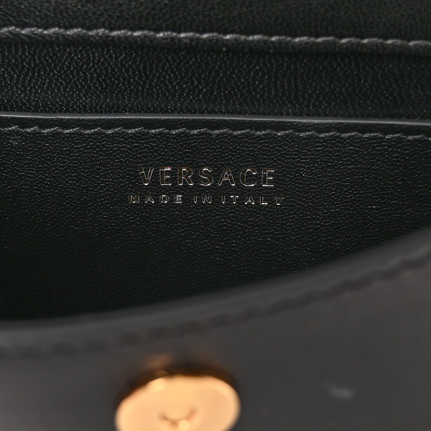 Versace Nappa Calfskin Medusa Ring Evening Clutch Bag Black 7 of 10
