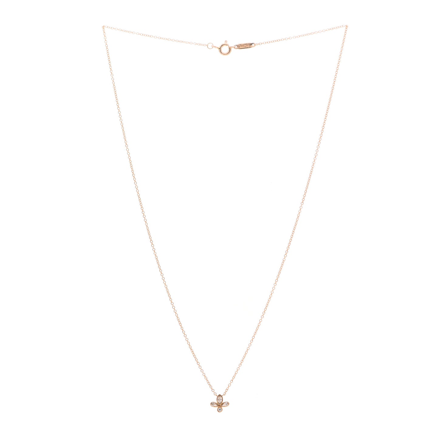 18K Rose Gold Diamond Fleur de Lis Pendant Necklace