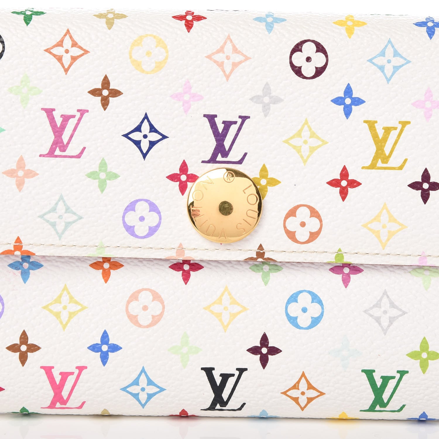 Louis Vuitton Monogram Multicolor Sarah Wallet White Litchi 9 of 9