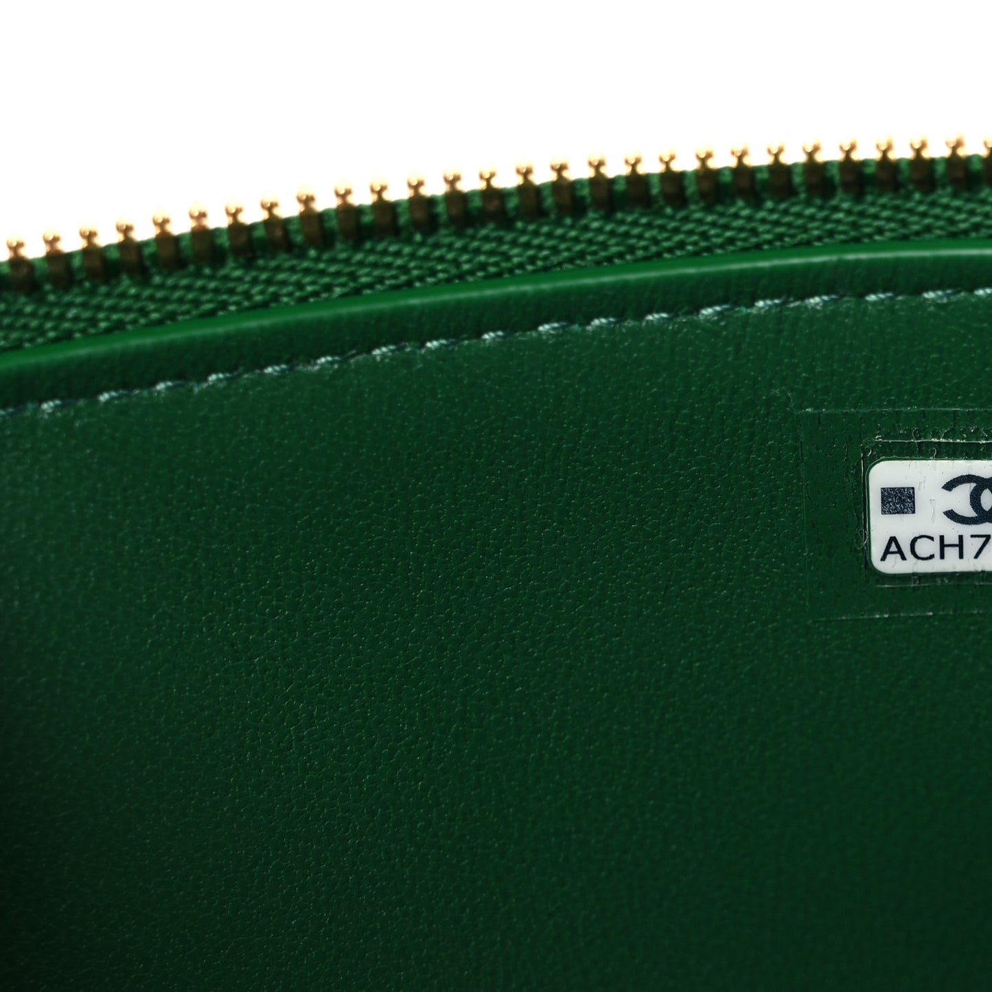 Calfskin Crocodile Embossed Crococo Top Handle Slim Vanity Case With Chain Green