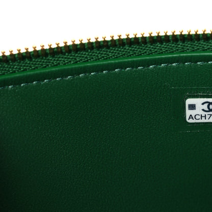 Chanel Calfskin Crocodile Embossed Crococo Top Handle Slim Vanity Case With Chain Green 7 of 13