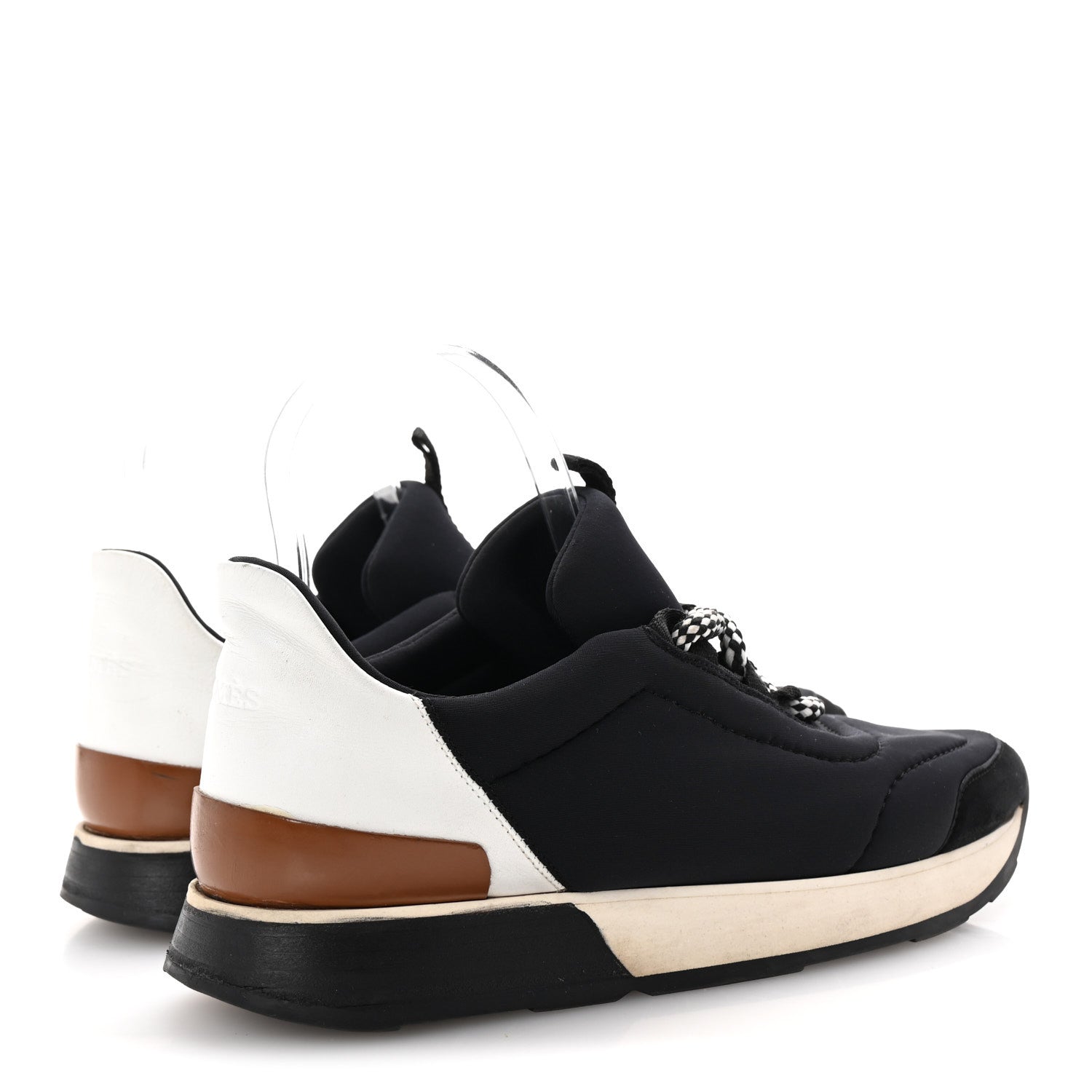 Hermes Technical Canvas Womens Miles Sneakers 38 Black White 5 of 10