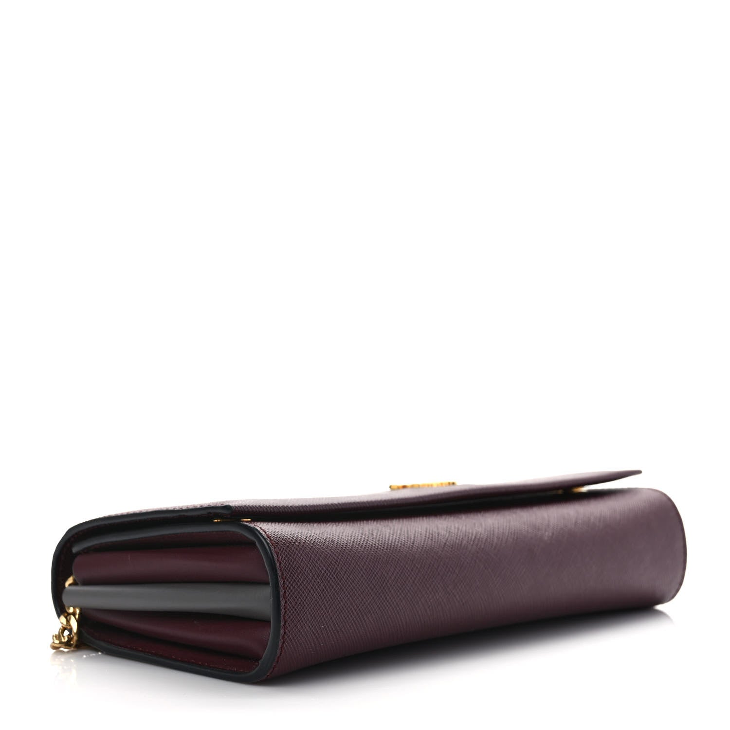Prada Saffiano Metal Chain Wallet Granato 4 of 10