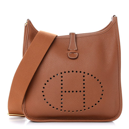 Hermes Taurillon Clemence Evelyne III PM Gold 1 of 9