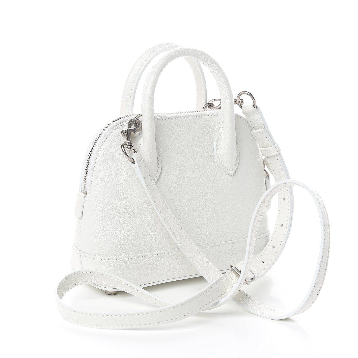 Grained Calfskin Logo XXS Ville Top Handle Bag White Fluo Pink