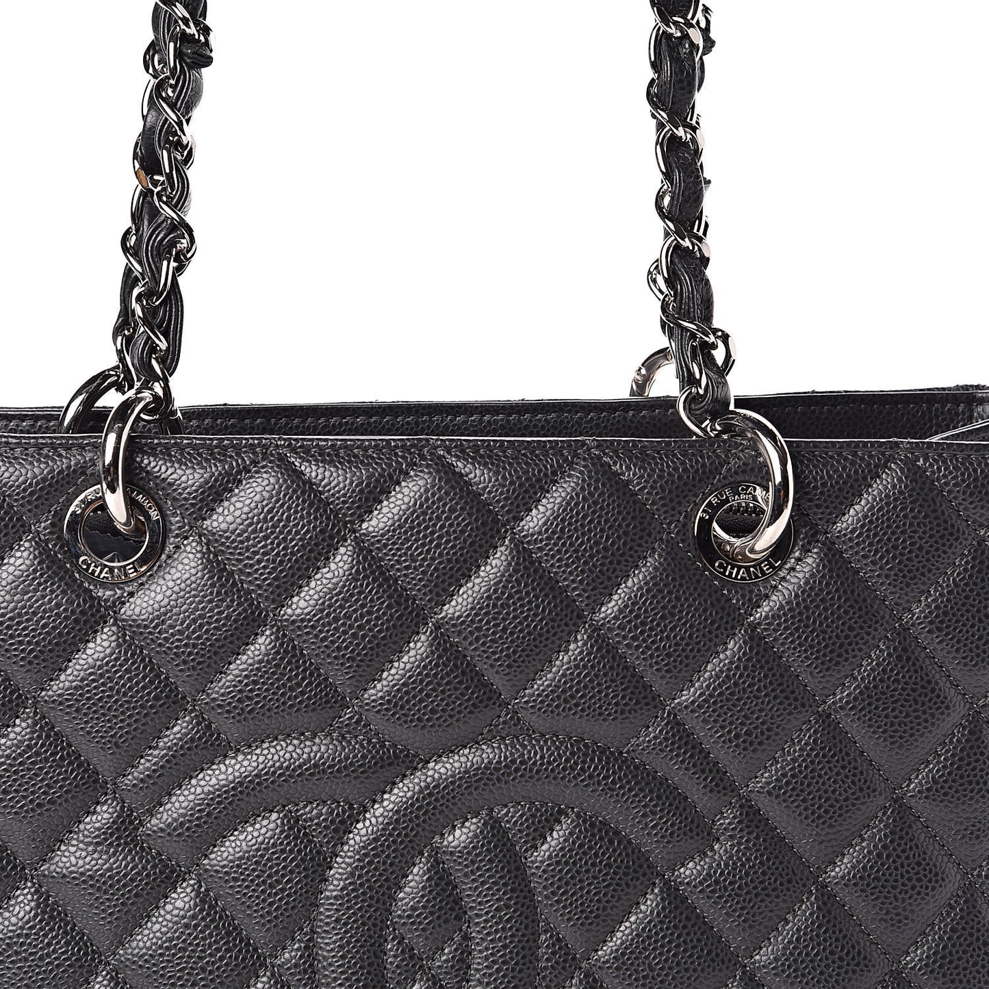 Caviar Quilted Grand Shopping Tote GST Dark Grey
