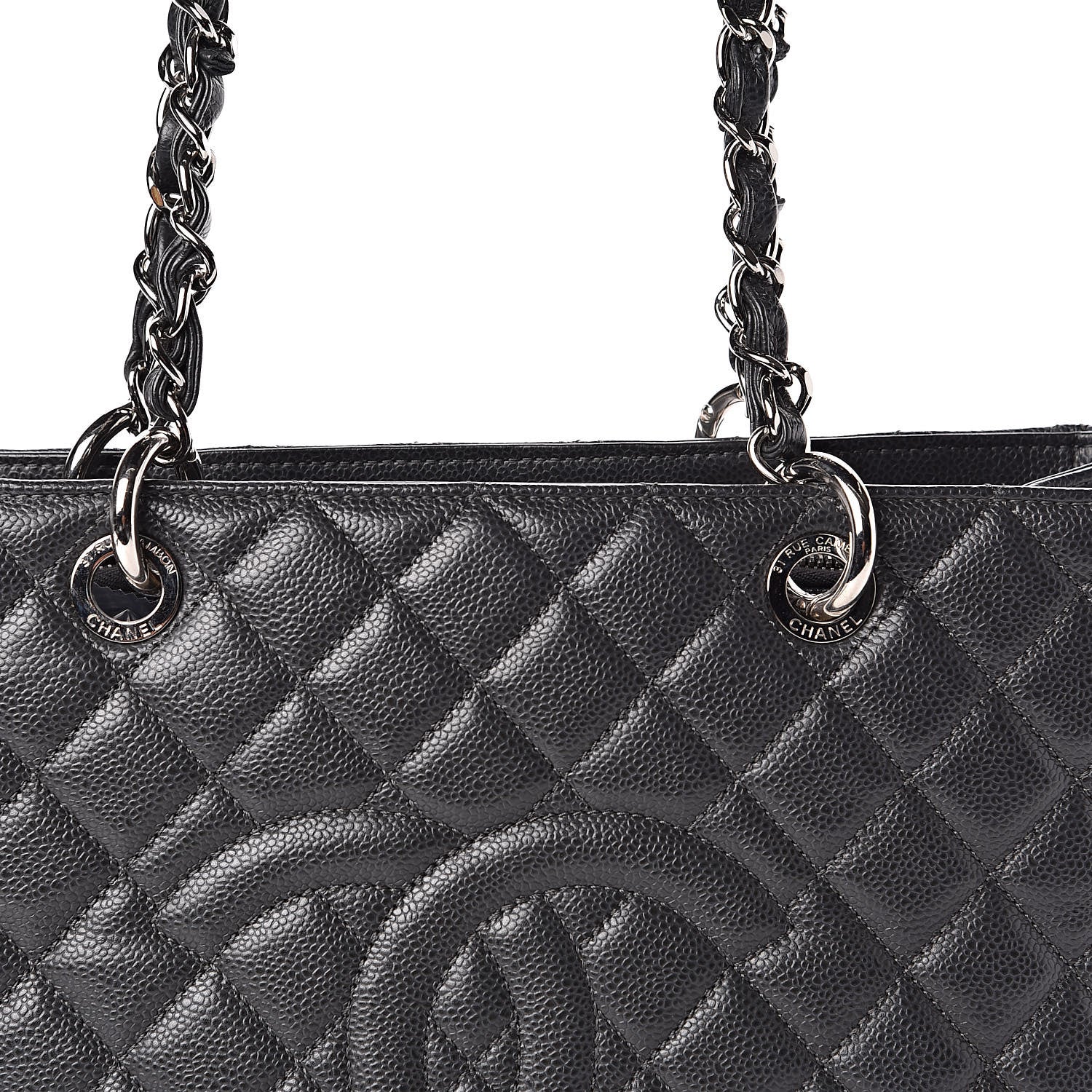 Chanel Caviar Quilted Grand Shopping Tote GST Dark Grey 10 of 10