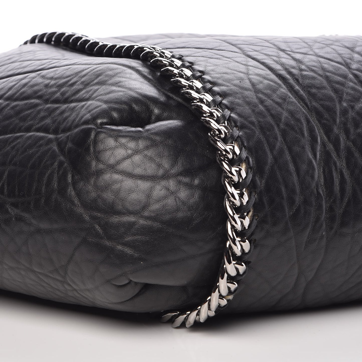 Shaggy Deer Shearling Chain Falabella Tote Black
