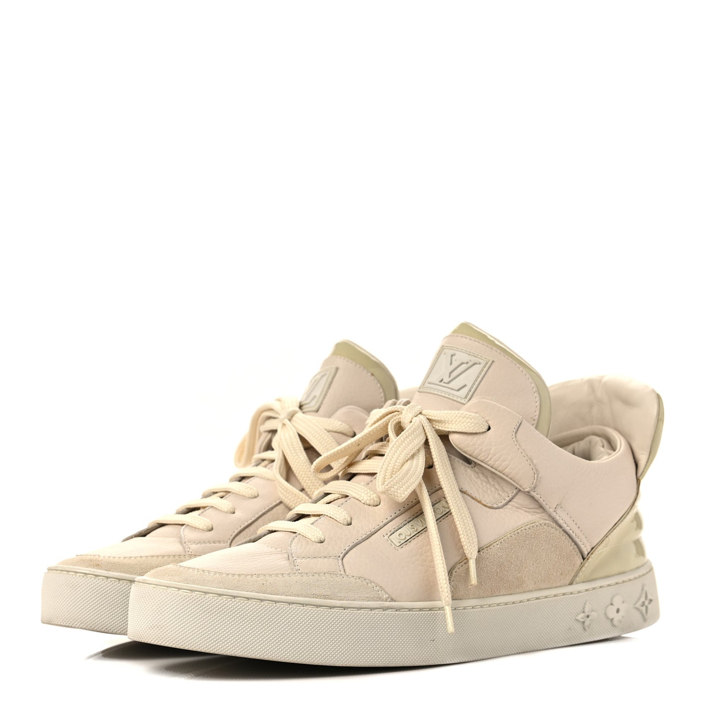 X KANYE WEST Calfskin Suede Don Sneakers 8.5 Cream