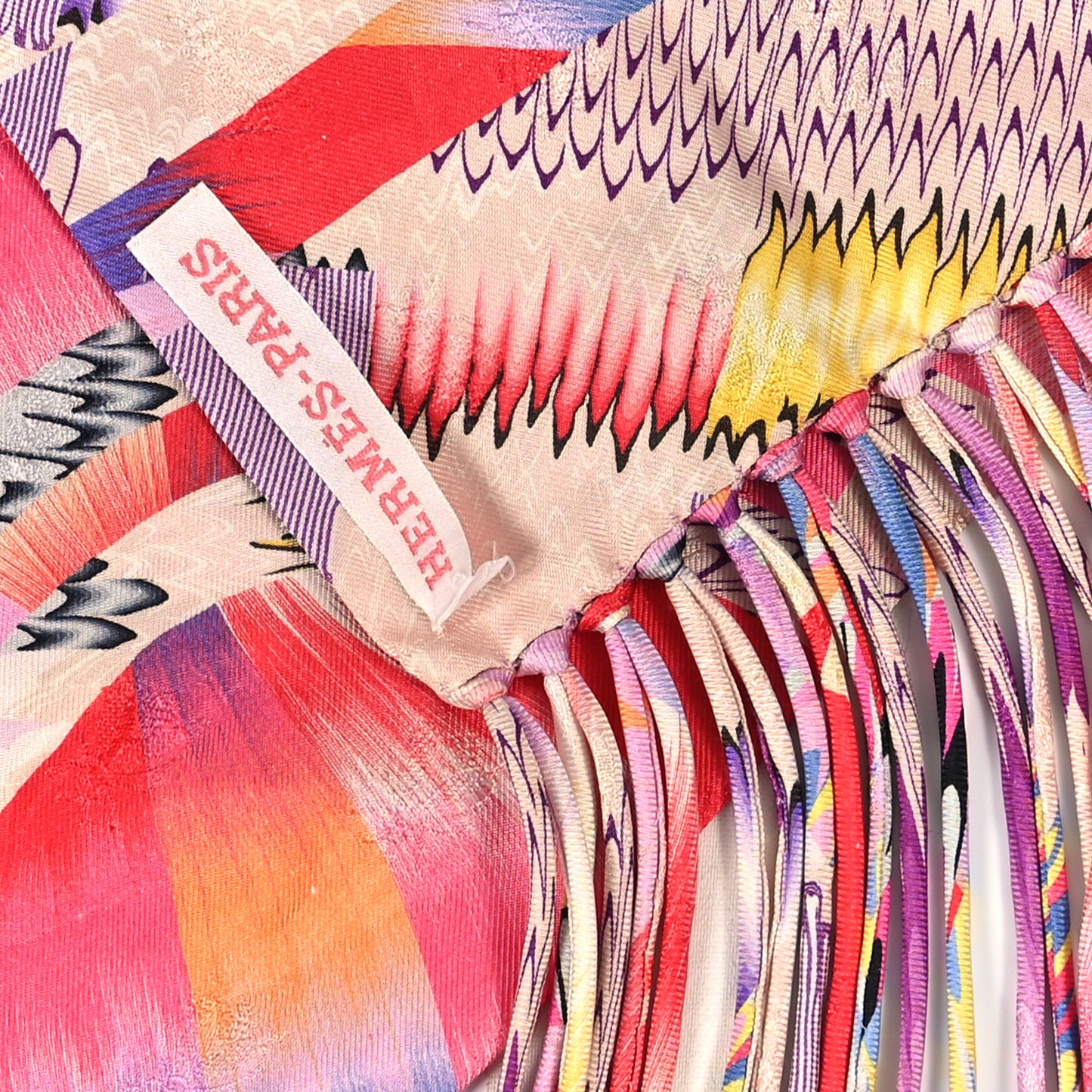 Silk Marble Fringed Muffler Rose Multicolor