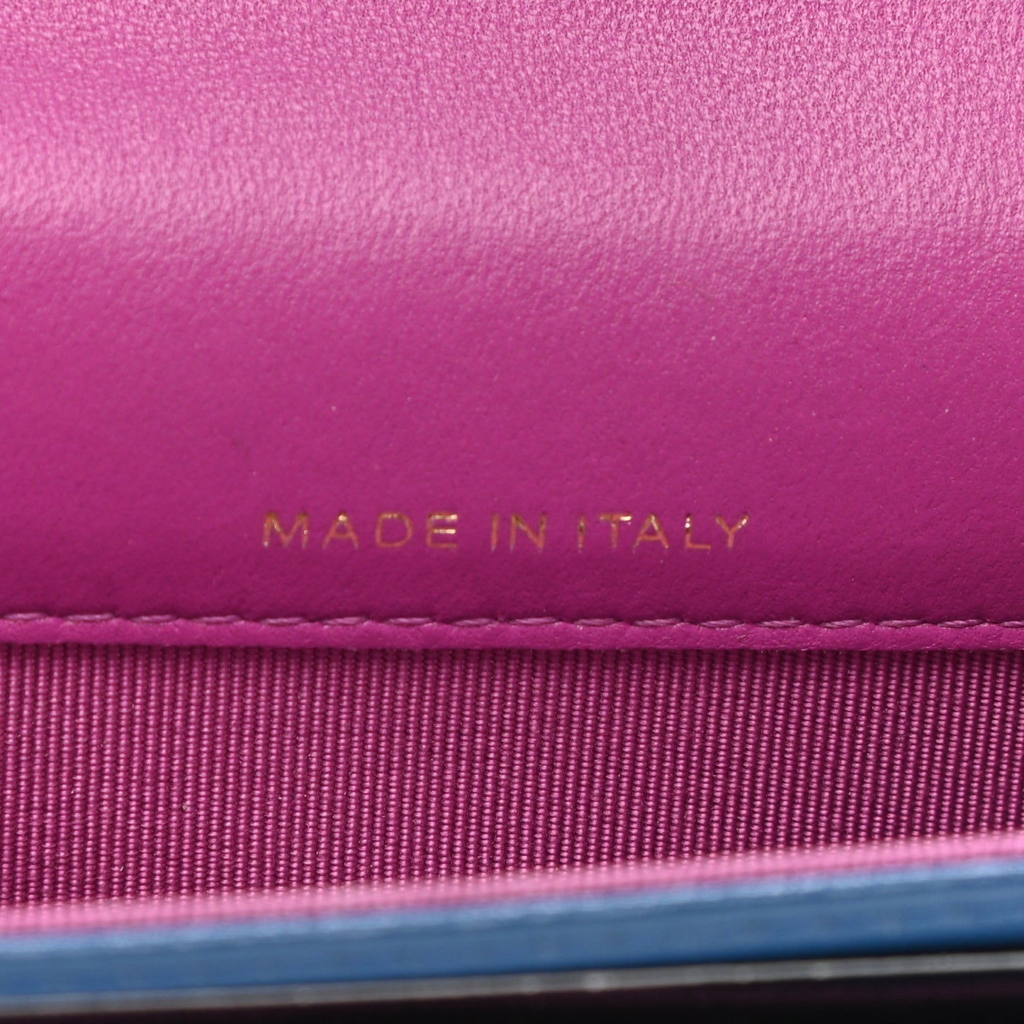 Lambskin Quilted Flap Card Holder Wallet Blue Pink