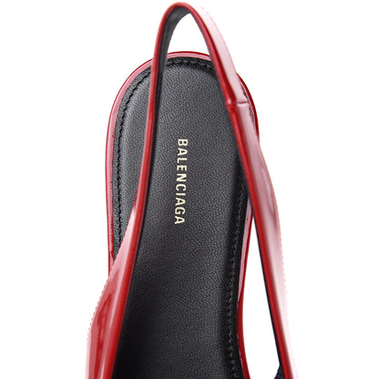 Balenciaga Patent BB Knife Pointy Toe Slingback Flats 39 Rouge Cardinal 7 of 10