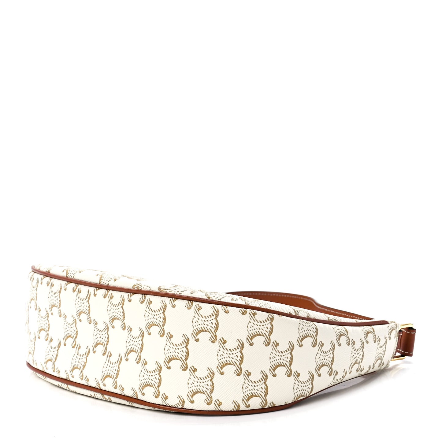 Canvas Calfskin Ava Triomphe Shoulder Bag White