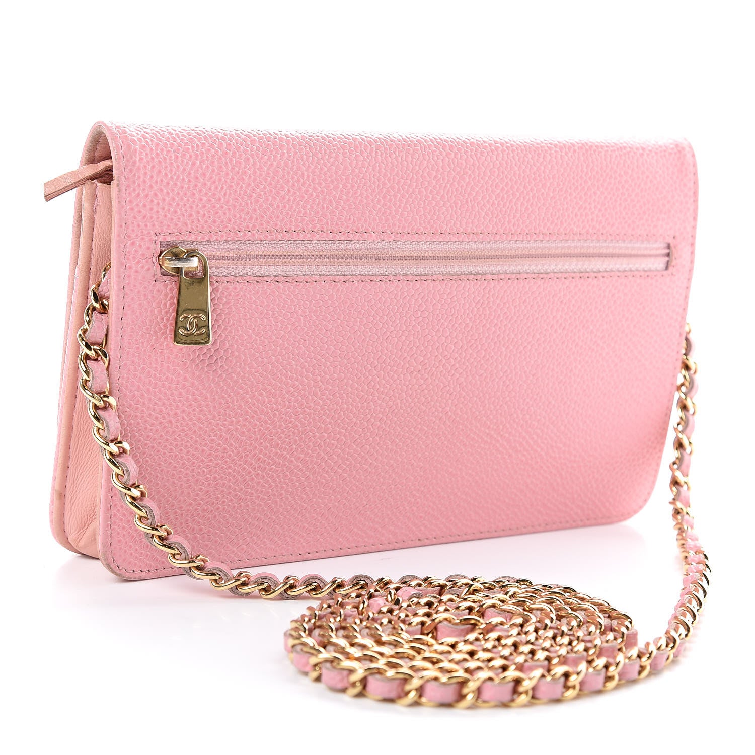 Chanel Caviar Timeless CC Wallet On Chain WOC Pink 3 of 14