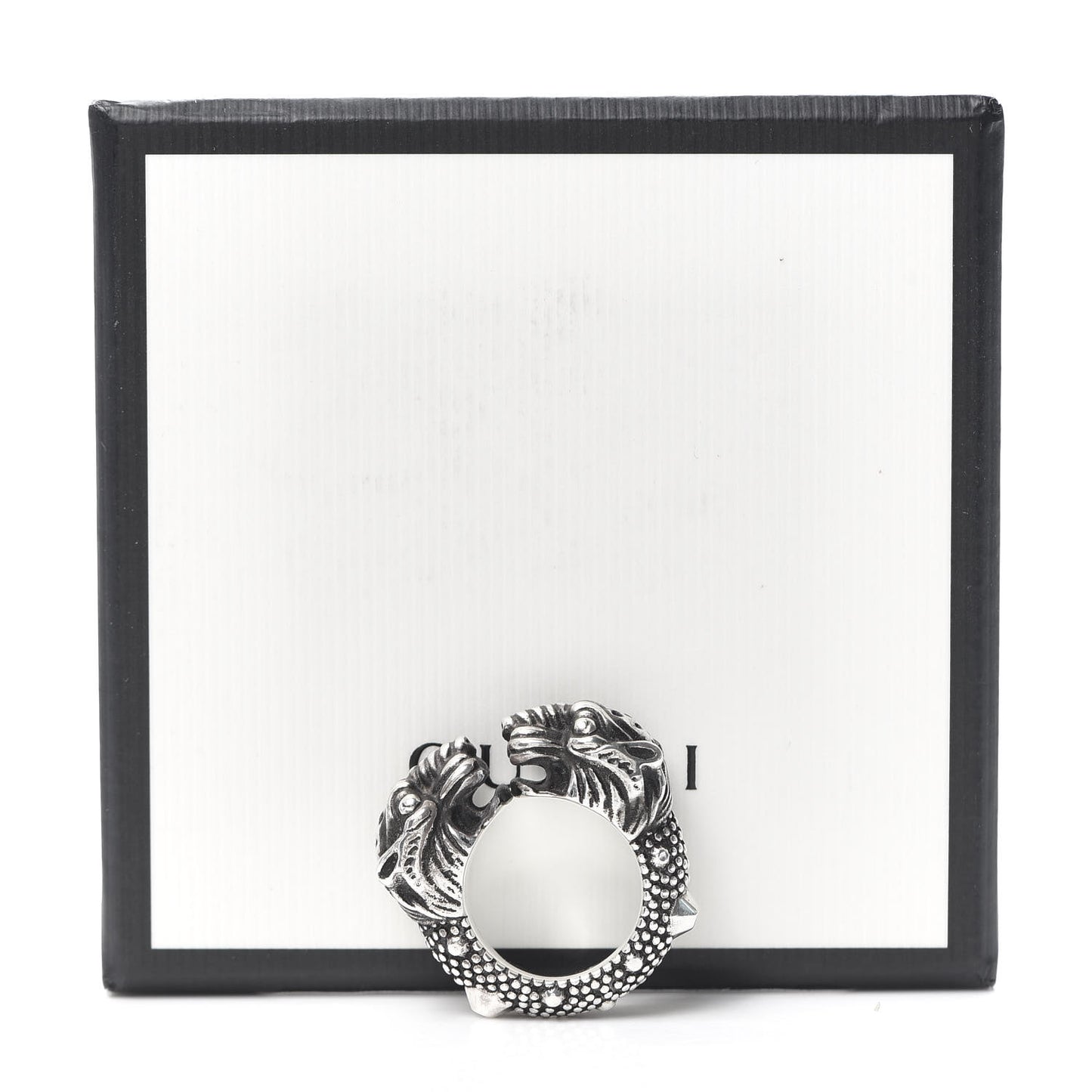 Sterling Silver Double Tiger Head Ring 50 5.5