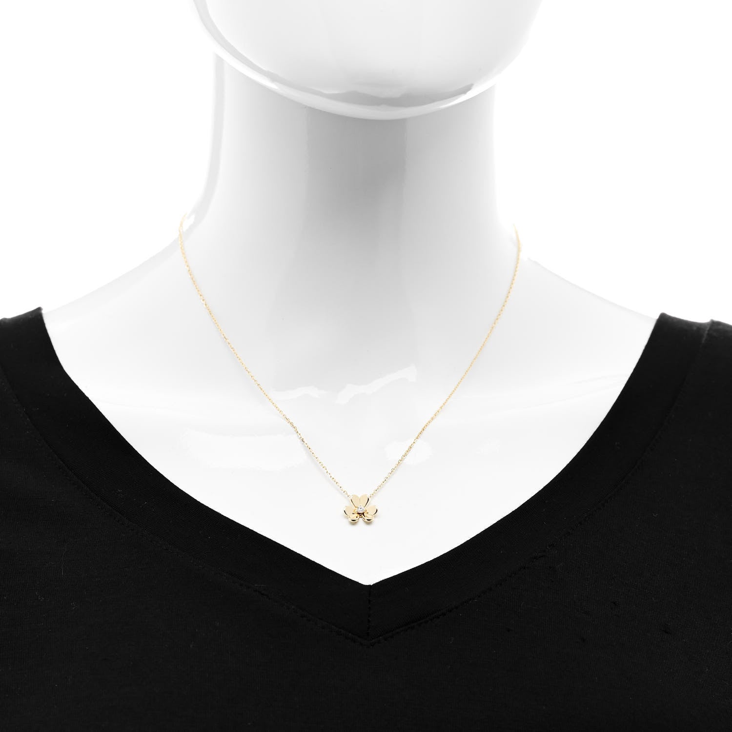 Van Cleef & Arpels 18K Yellow Gold Diamond Mini Frivole Pendant Necklace 2 of 6