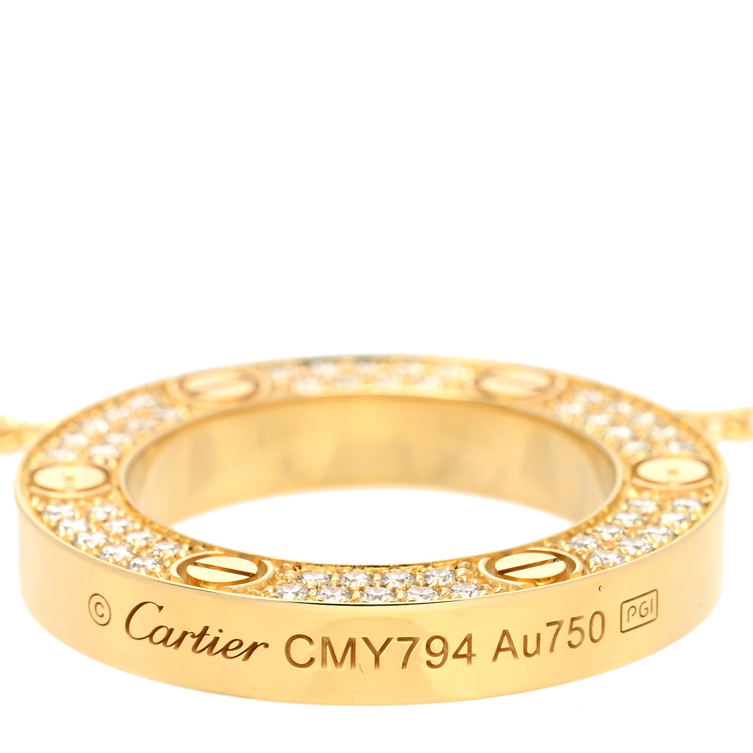 Cartier 18K Yellow Gold Diamond LOVE Paved Necklace 6 of 7