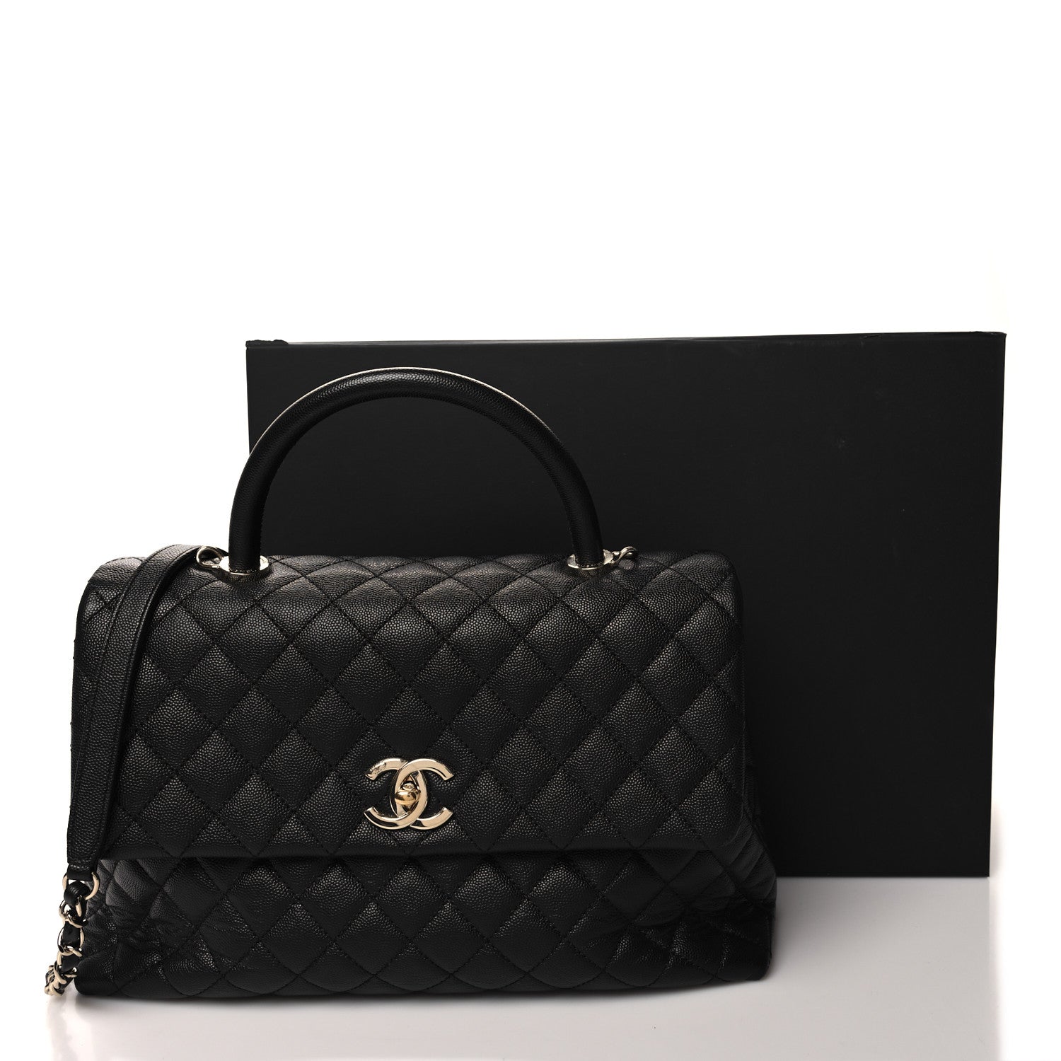 Chanel Caviar Quilted Medium Coco Handle Flap Black 14 of 14