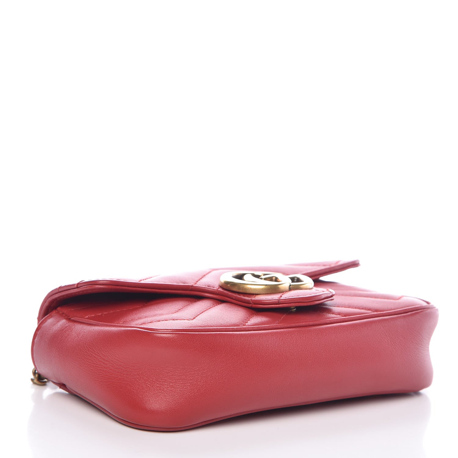 Gucci Calfskin Matelasse Super Mini GG Marmont Shoulder Bag Hibiscus Red 4 of 10