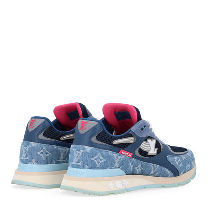 Louis Vuitton Monogram Denim Mesh Mens Run Away Sneakers 10 Blue 8 of 10
