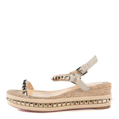 Christian Louboutin Cork Python Embossed Cataclou 60 Platform Sandals 41 Colombe 1 of 10