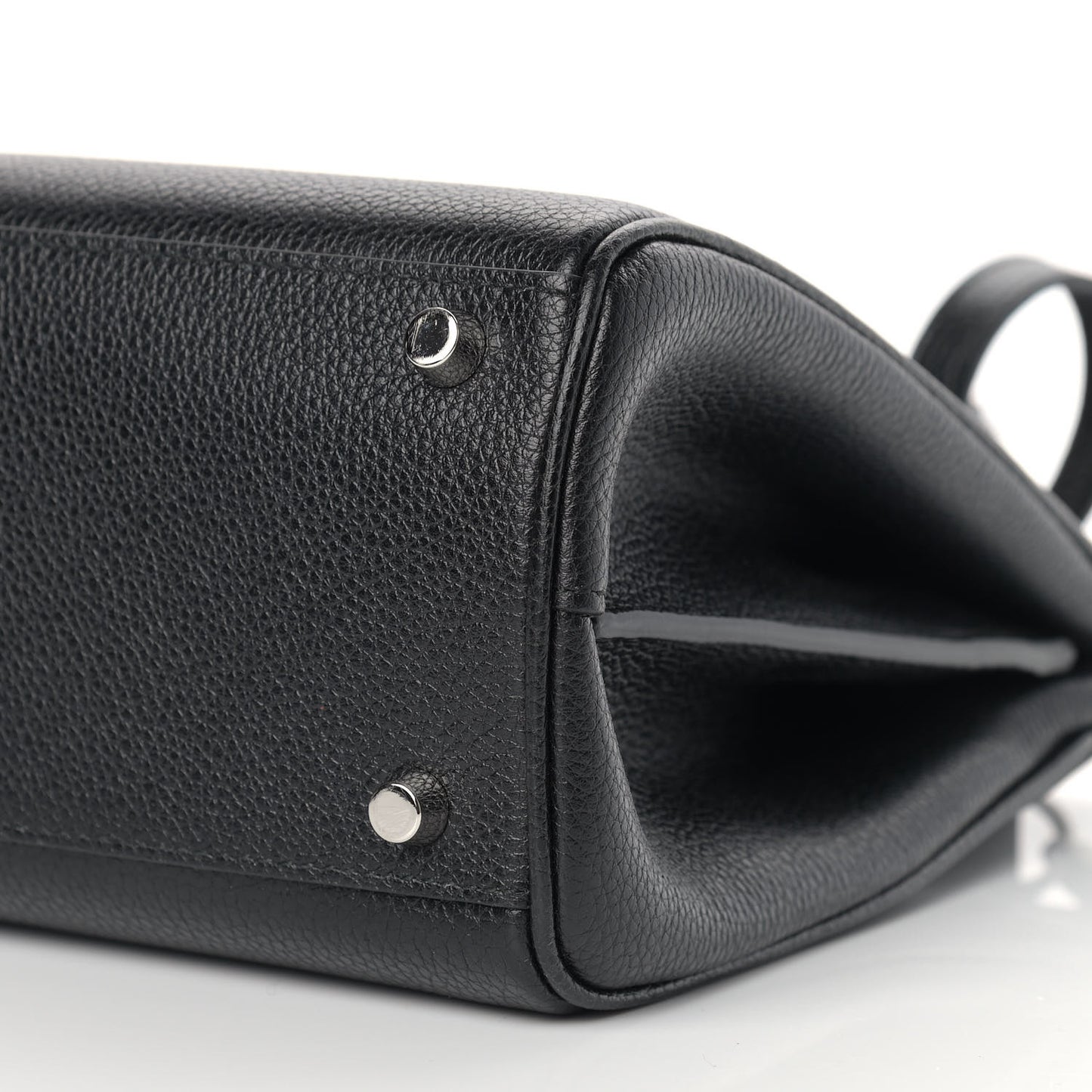 Grainy Calfskin Small Zumi Top Handle Bag Black