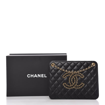 Chanel Calfskin Quilted CC Chain Accordion Tote Black 12 of 12