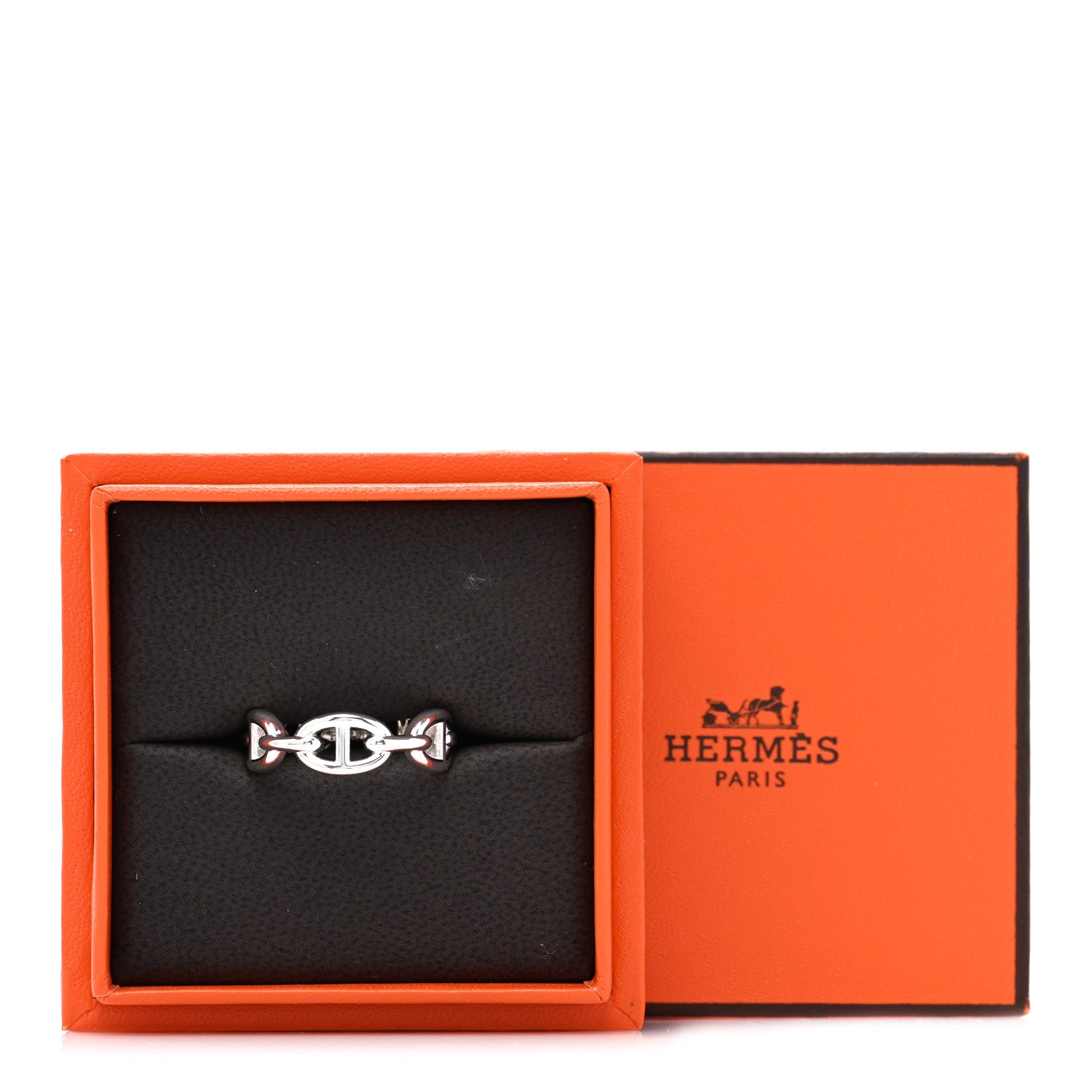 Hermes Sterling Silver PM Chaine d'Ancre Enchainee Band Ring 59 8.75 5 of 5