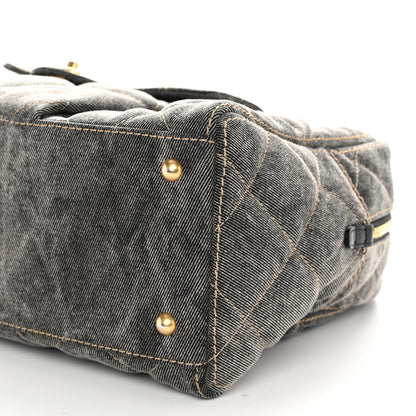 Chanel Washed Denim Quilted Bowling Bag Light Grey 10 of 11