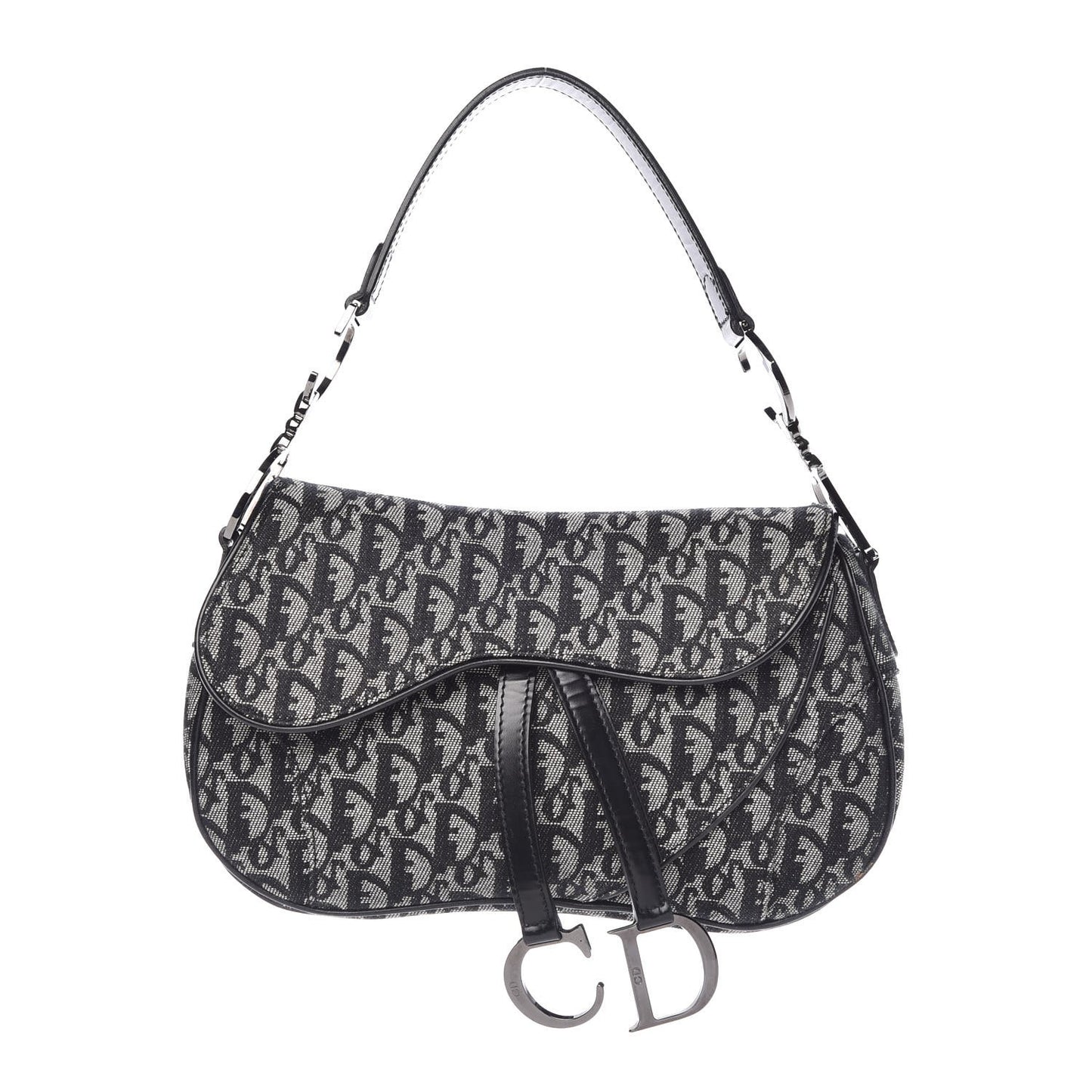 Monogram Double Saddle Bag Black