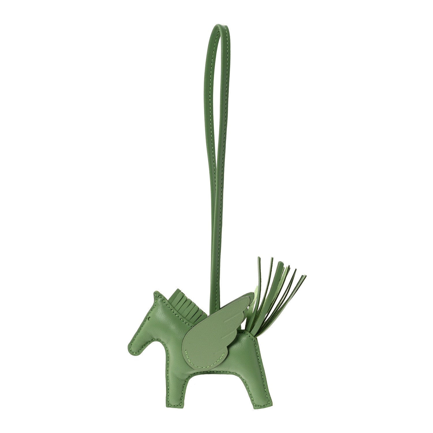 Hermes Milo Lambskin Grigri Rodeo Pegase Horse Bag Charm PM Vert Criquet 1 of 5