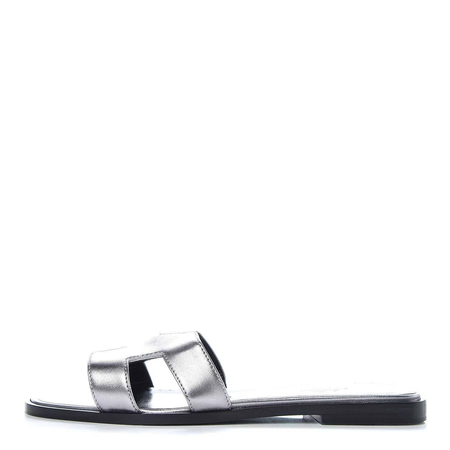 Hermes Metallic Nappa Calfskin Oran Sandals 37 Argent 1 of 11