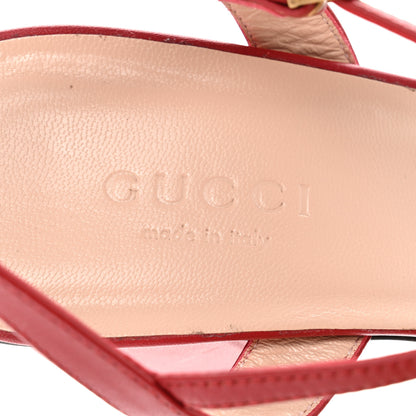 Gucci Lifford Calfskin GG Marmont Ankle Wrap 75mm Sandals 35.5 Hibiscus Red 8 of 8