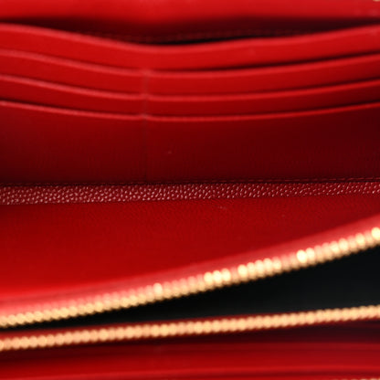 Saint Laurent Grain De Poudre Matelasse Chevron Monogram Zip Around Wallet Red 5 of 11