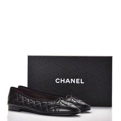 Chanel Aged Calfskin Quilted Cap Toe Ballerina Flats 41 Black 9 of 9