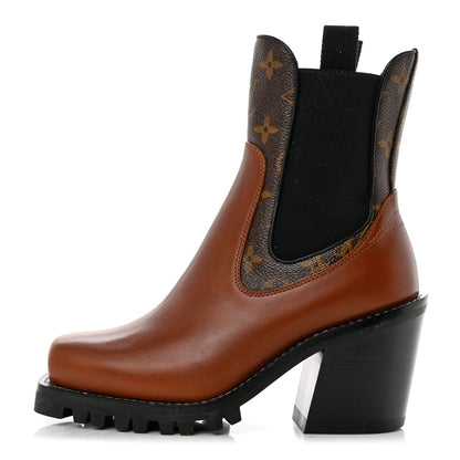 Louis Vuitton Calfskin Monogram Limitless Ankle Boots 36 Cognac 1 of 8